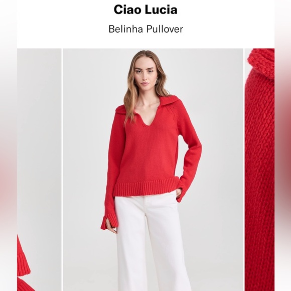 Ciao Lucia Belinha Vibrant Red V-Neck Sweater - Picture 2 of 11